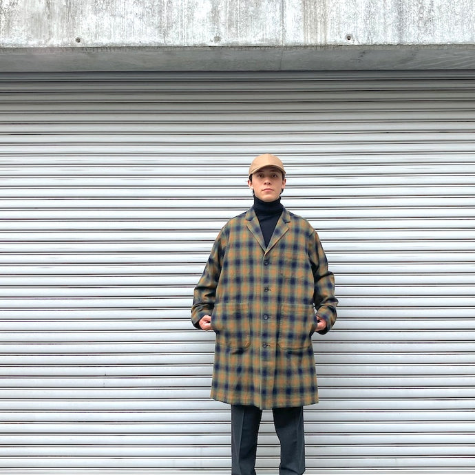 -〔MAN〕-　　WHITE MOUNTAINEERING ホワイトマウンテニアリング　　　WIDE GUSSET SLEEVE OMBRE CHECK SHOP COAT