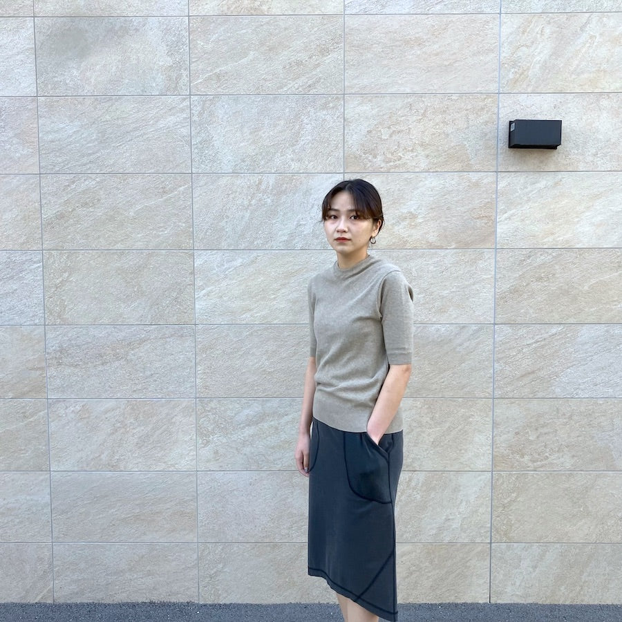 通販 送料無料  ジチピ GICIPI ARGENTO コットン KNIT SLEEVE 5 NECK CREW Tシャツ(半袖+袖なし)
